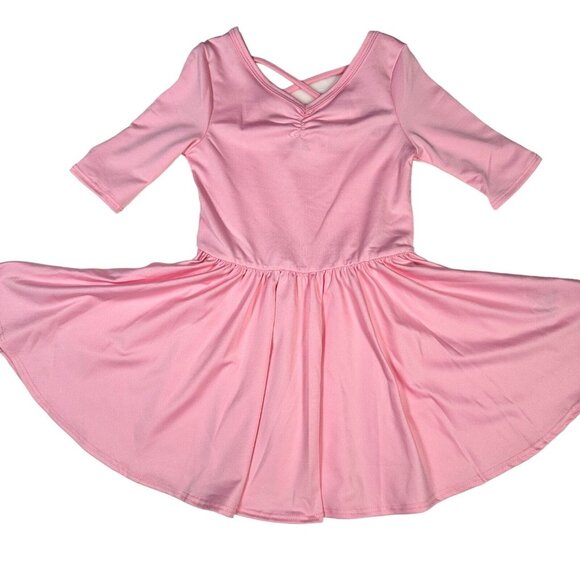 Dot Dot Smile Solid Baby Pink Ballet Ballerina Dress Crisscross Back Girls 2T - Picture 1 of 8